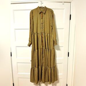 Free People dress. Size Large. Stripes mustard yellow/golden and navy stripes.